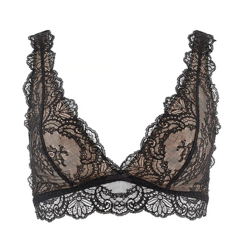 Schwarzes bügelloses Bralette aus Spitze von Aubade Paris - Serie Danse des Sens - Produktansicht