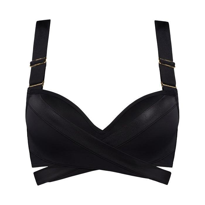 Schwarzes Bikini Top mit Push Up-Effekt aus der Serie Cache Coeur von Marlies Dekkers - Produktansicht Vorderteil