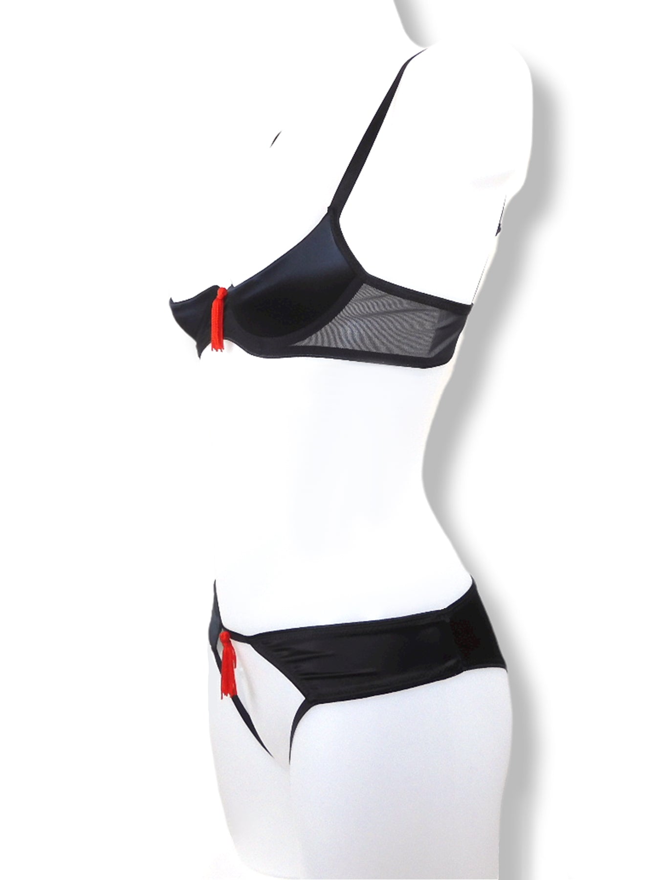 Women's Bra Sexy Lingerie Set Lace Up 1/4 Cup Shelf with Bikini Briefs  Underwear